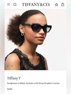 Tiffany & Co. Black Acetate Cat-Eye Sunglasses with Gray Lenses